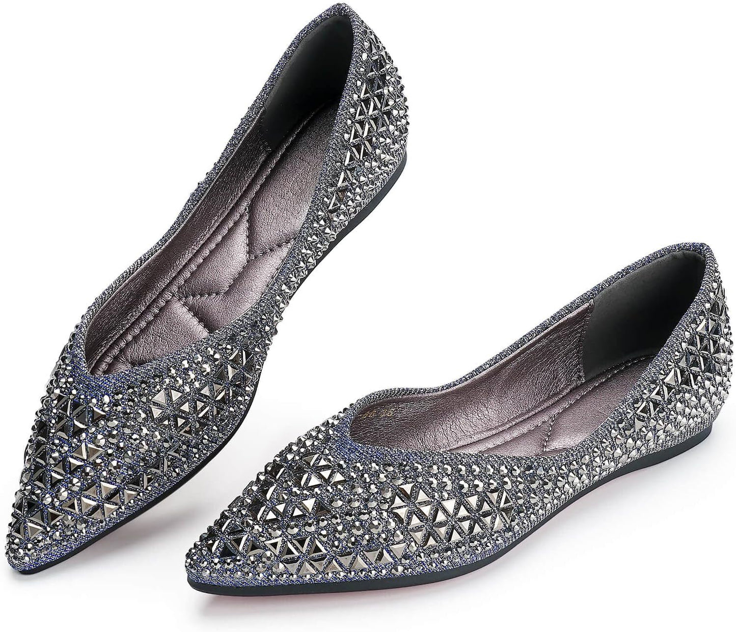 Rhinestone Pointed Head Ballet Flats for Women - Comfortable Style