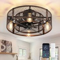 Depuley 20in Caged Flush Mount Ceiling Fan with Light - Quiet