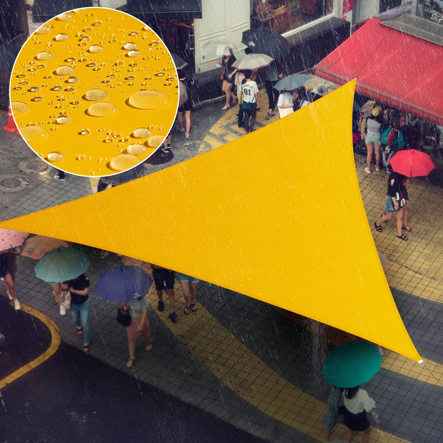 Amgo Custom Size Waterproof Yellow Triangle Sun Shade Sail