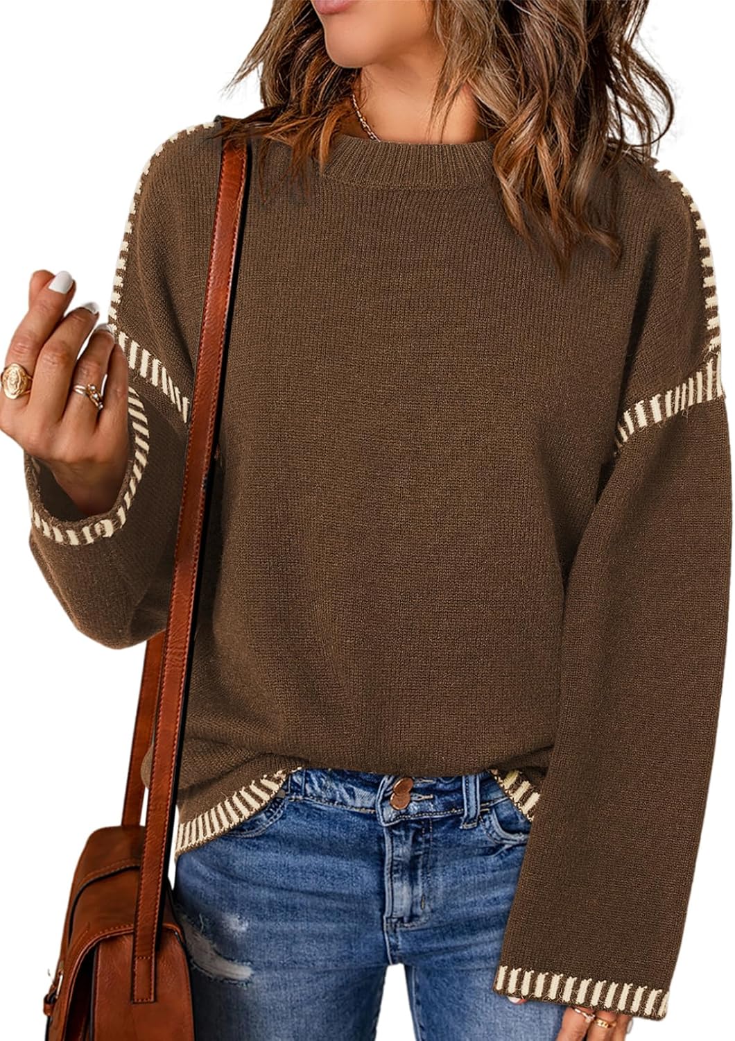 Dokotoo Sweaters for Women Fashion Solid Crewneck Pullover