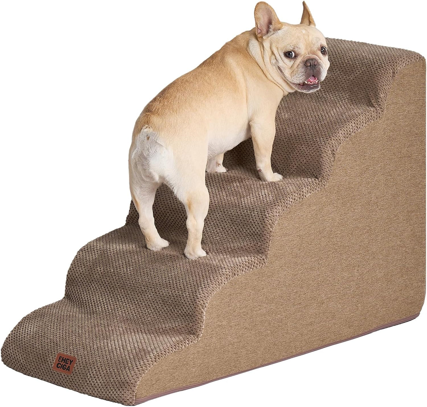 Curved Dog Stairs Ramp for High Beds - 5-Step Pet Steps