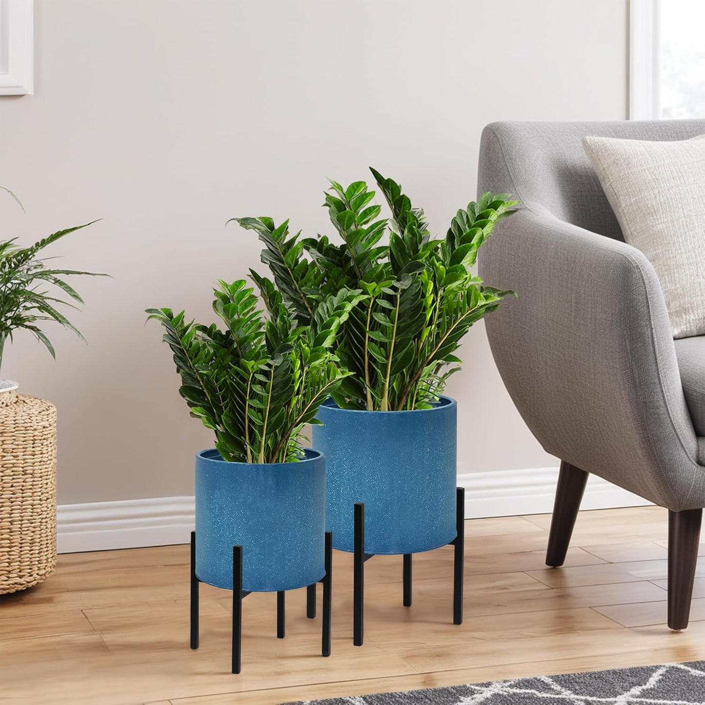 Modern Plant Pots Set of 2 Large Decorative Planters