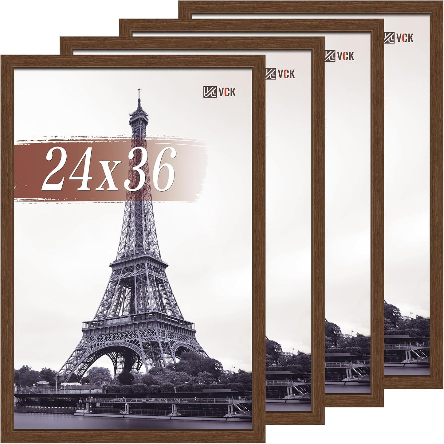 VCK 24x36 Poster Frame Set of 4 - Brown Wood Gallery Frames