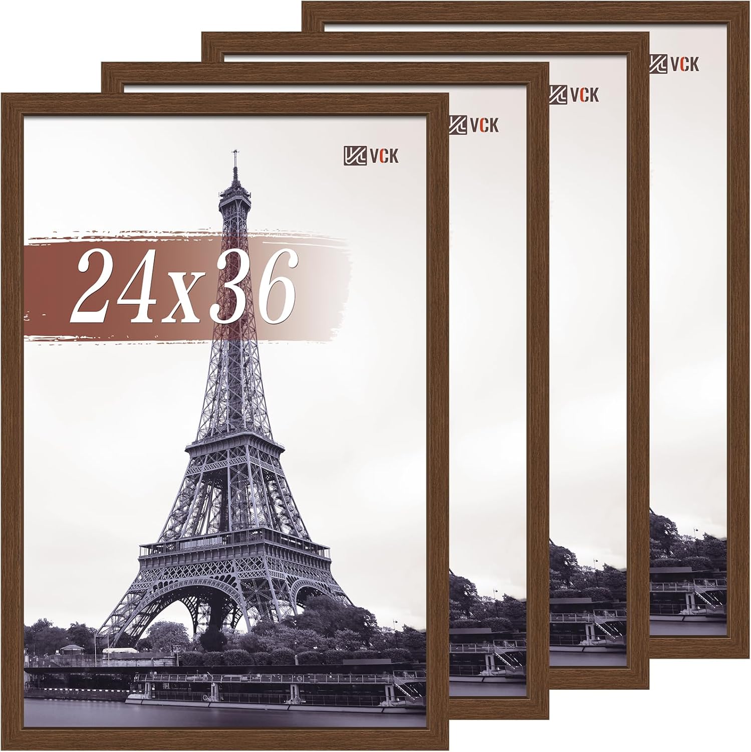 VCK 24x36 Poster Frame Set of 4 - Brown Wood Gallery Frames