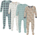 Baby-boys 4-pack Footed Pajamas - Cozy Cotton Sleepers