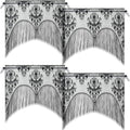 Halloween Lace Skull Window Curtain 4 Pcs - Spooky Black Tassel Panels