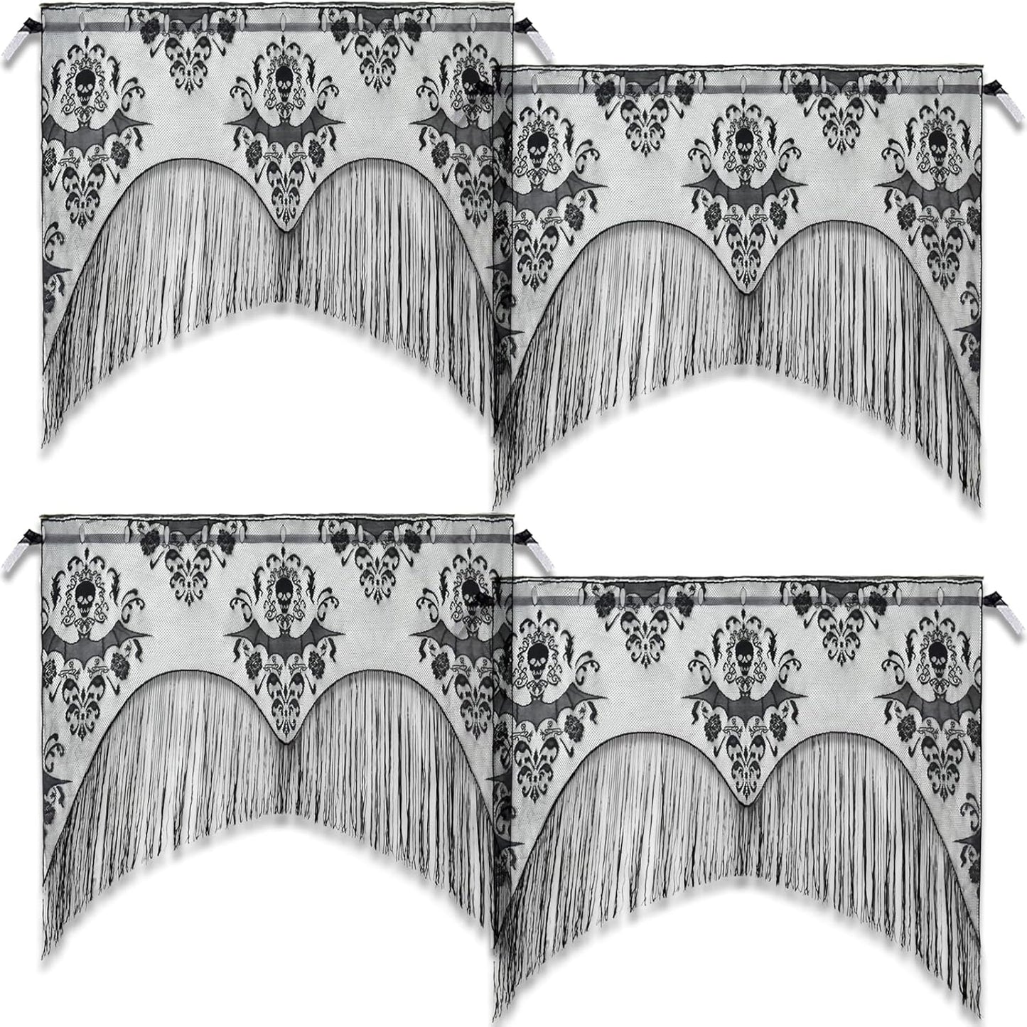 Spooky Skull Lace Curtains - Set of 4 for Halloween Party!