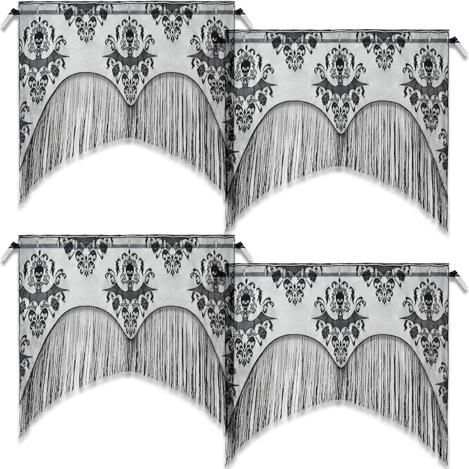 Spooky Skull Lace Curtains - Set of 4 for Halloween Party!