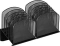 Desktop File Organizer 2 Pack 5-Slot Inclined Metal Holder - Tidy Desk