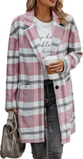 Women Plaid Shacket Jacket - Lightweight Wool-Blend Tartan Coat