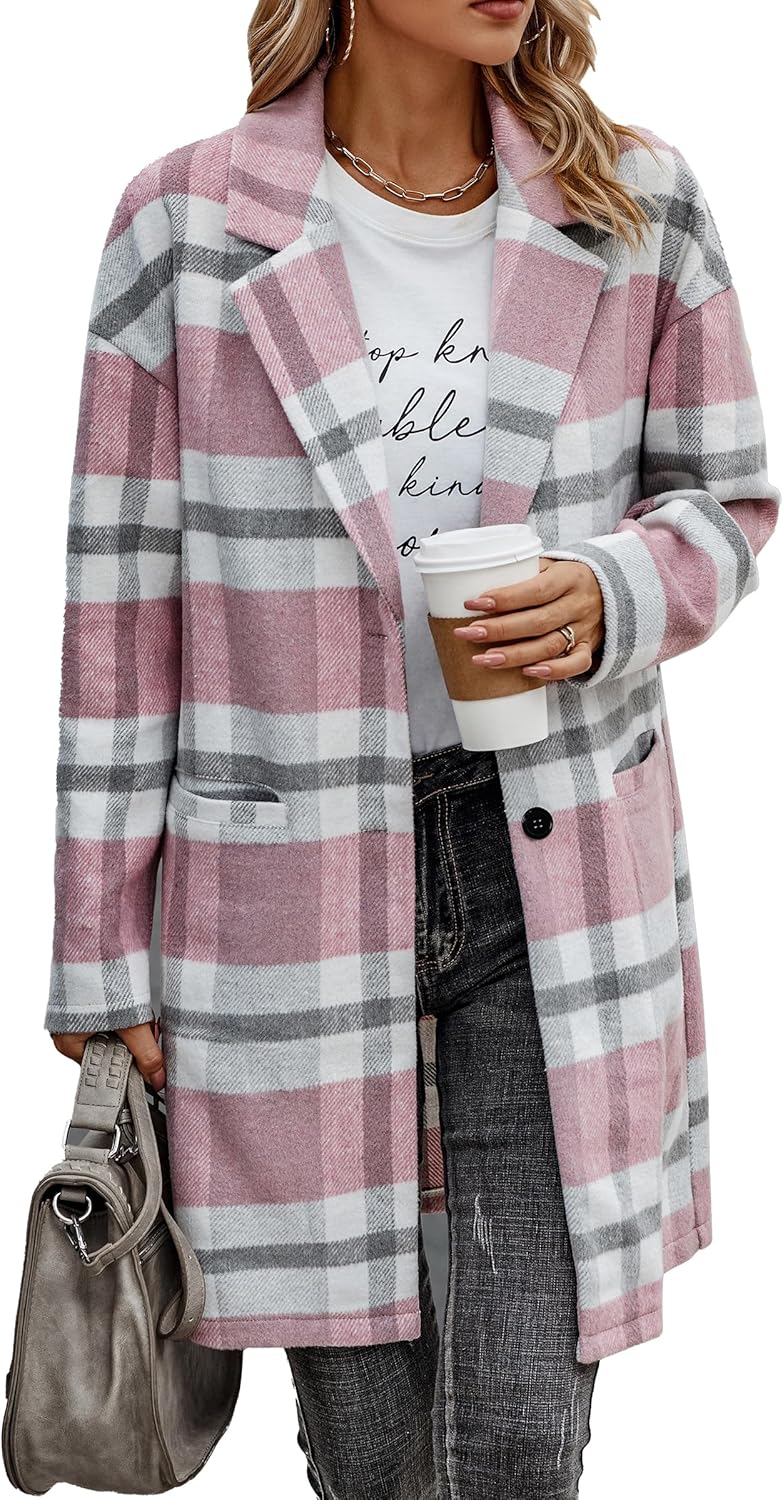 Trendy Fall Casual Plaid Shacket Jacket for Women in Various Colors