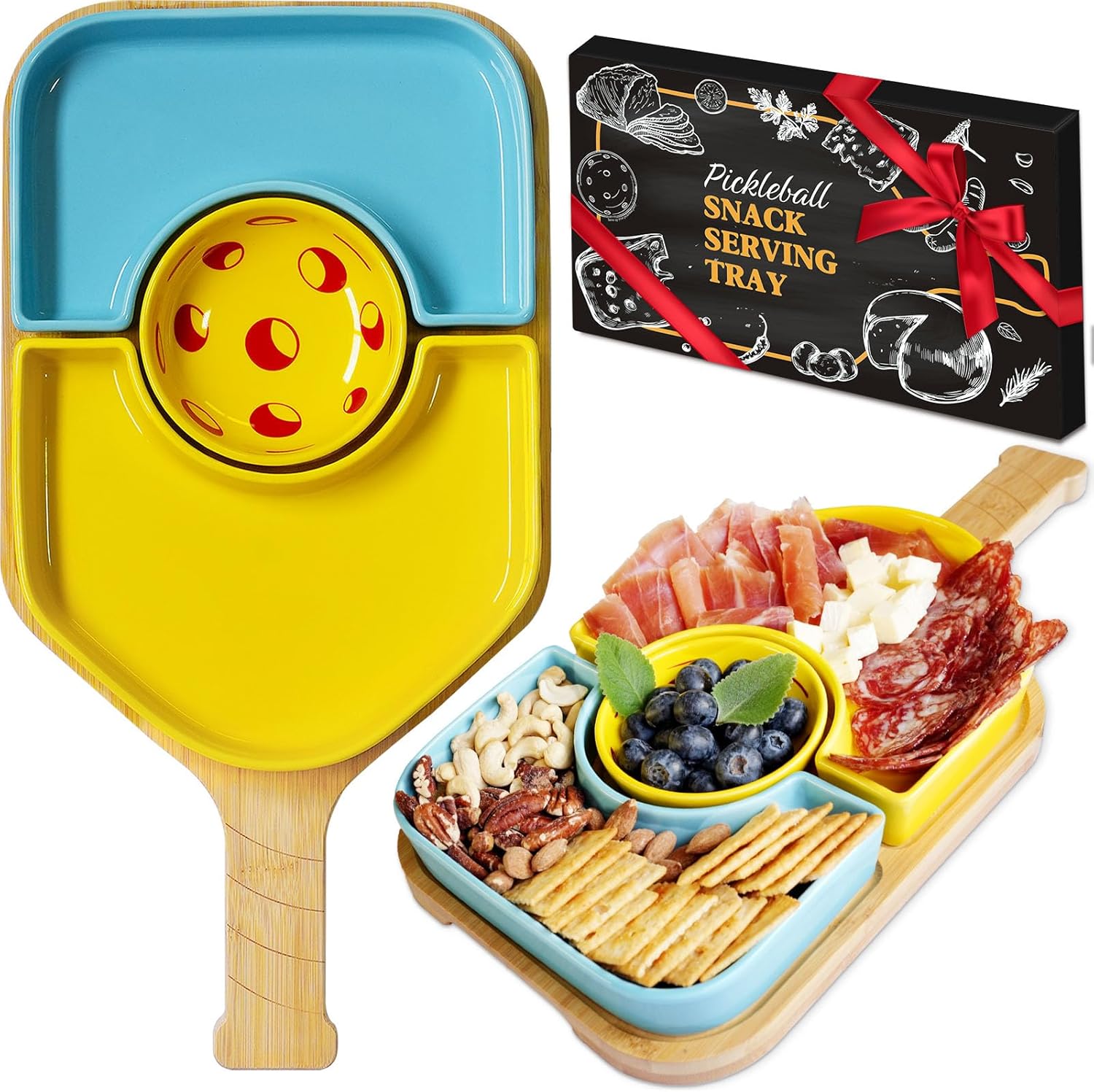 Pickleball Paddle Snack Tray Set for Enthusiasts and Parties