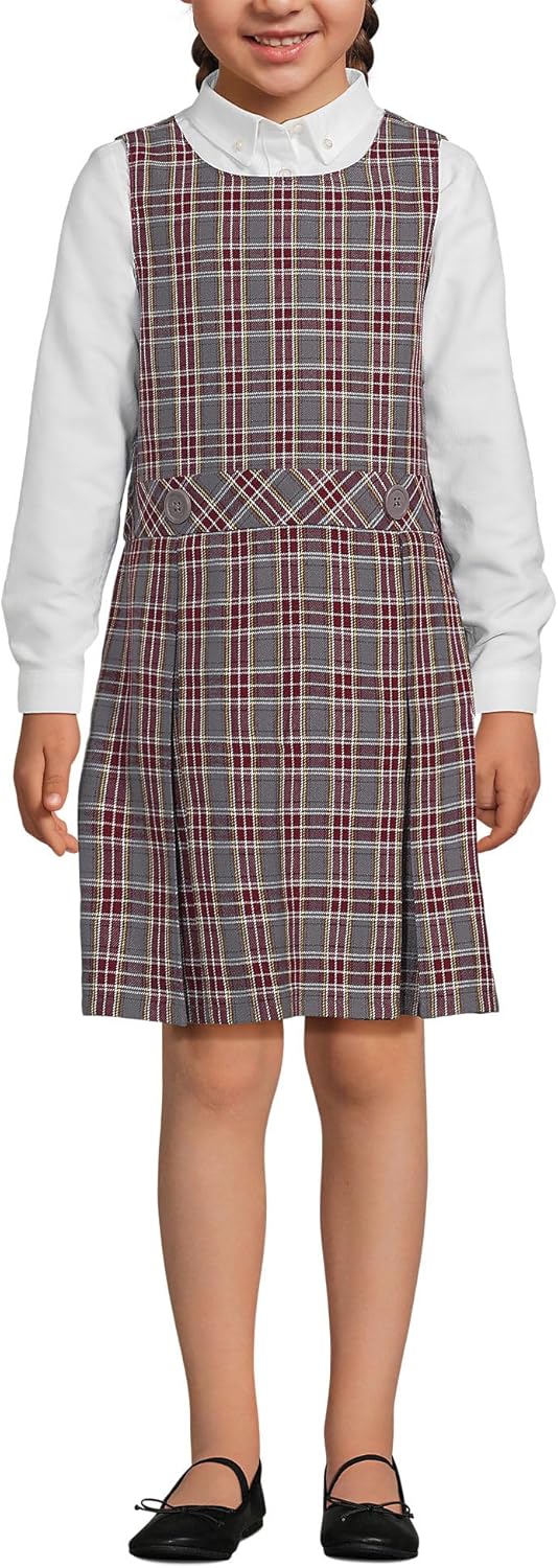 Lands' End Girls Uniform Plaid Jumper for All-Day Comfort