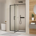 38-42 in W x 71 in H Pivot Shower Door - Matte Black Semi-Frameless