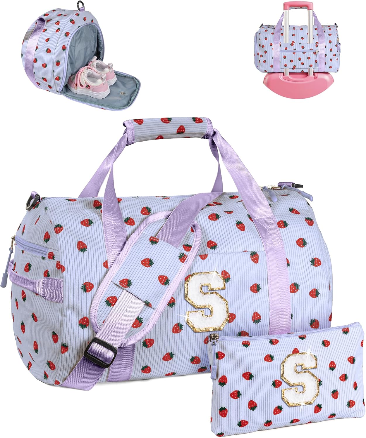 Personalized Overnight Duffle Bag for Teen Girls with Shoe Compartment
