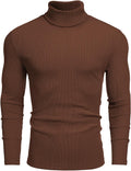 Men's Ribbed Turtleneck Sweater for Men - Casual Knit Pullover