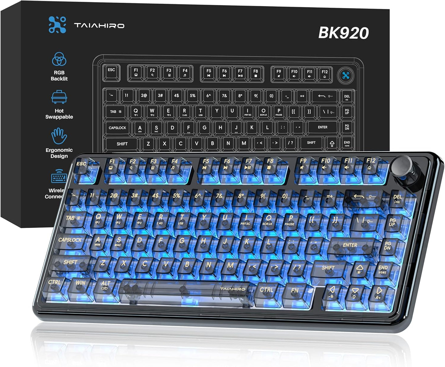 Taiahiro Transparent Wireless Gaming Keyboard