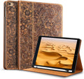 Genuine Leather iPad Mini 4/5 Case with Pencil Holder - Brown