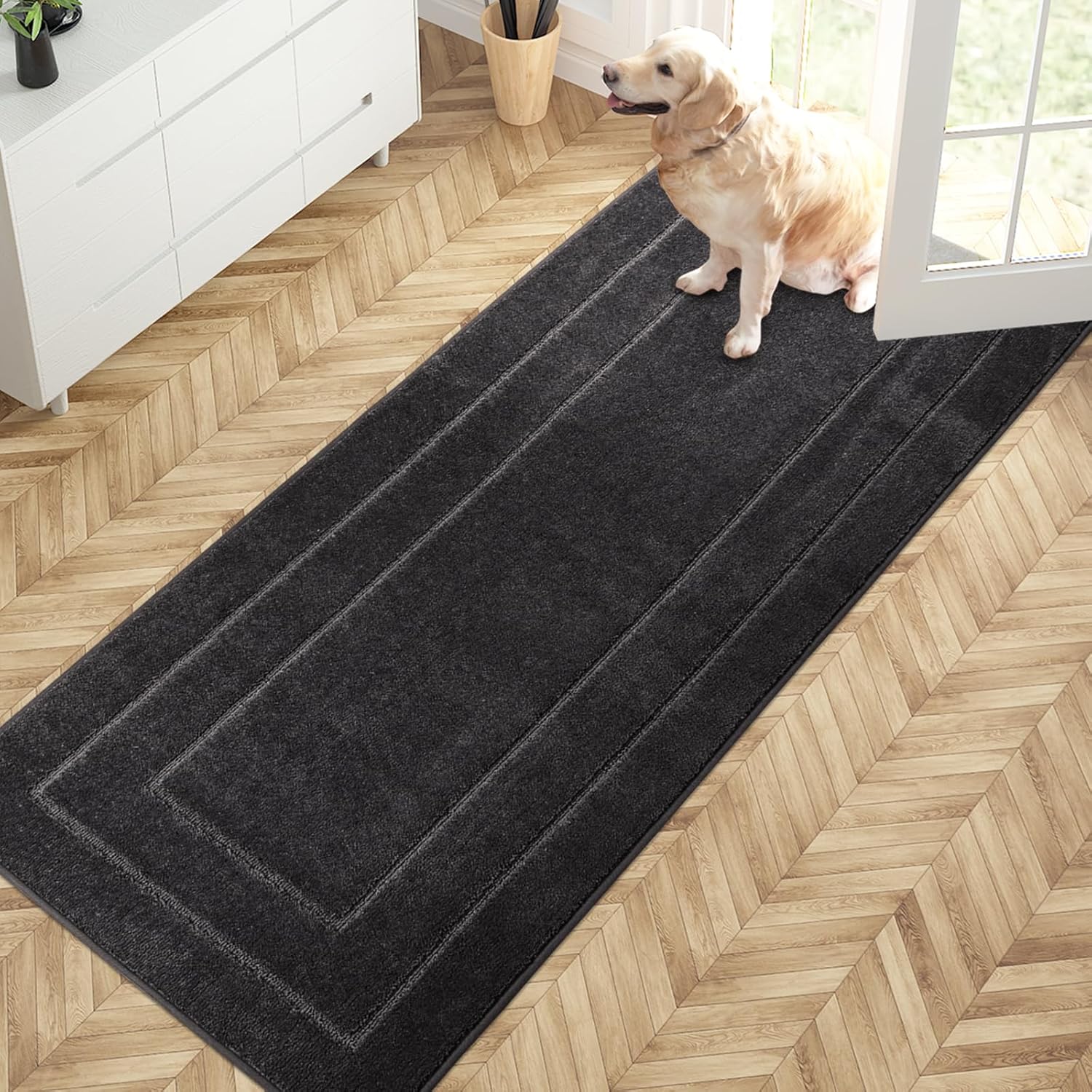 PURRUGS Dirt Trapping Door Mat 32in x 70in, Non-Slip & Washable