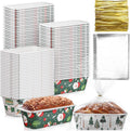 50 Sets Mini Christmas Paper Loaf Pans 6.3 in x 2.2 in - Festive