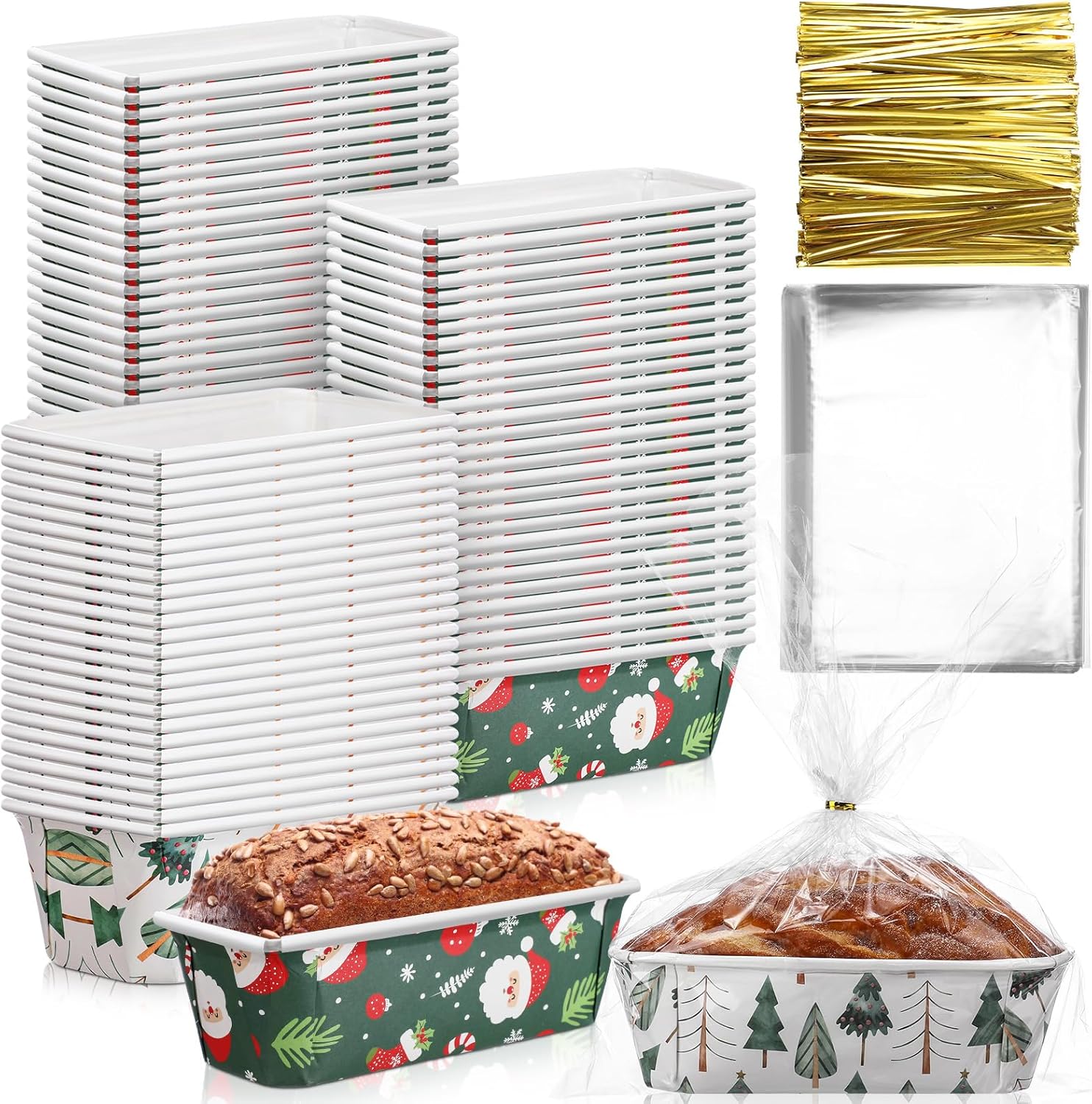 Christmas Paper Loaf Pan Set for Easy Baking and Gifting