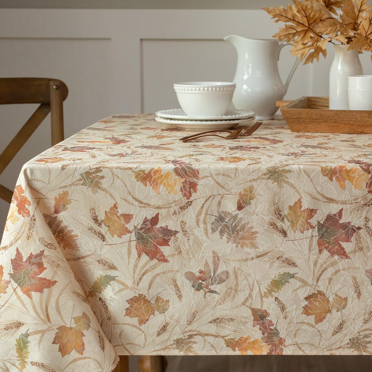Benson Mills Autumn Jacquard Tablecloth for Fall Gatherings