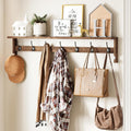 AMBIRD Coat Rack Wall Mount 35 in with Shelf and 7 Metal Hooks - Extra