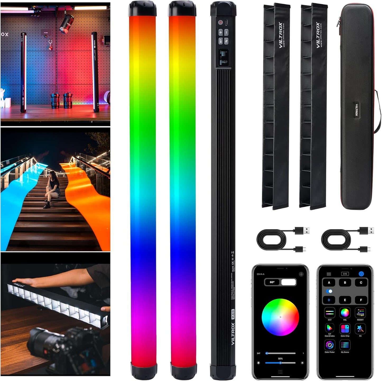 VILTROX K60 RGB LED Video Light Wand for Photography and Streaming