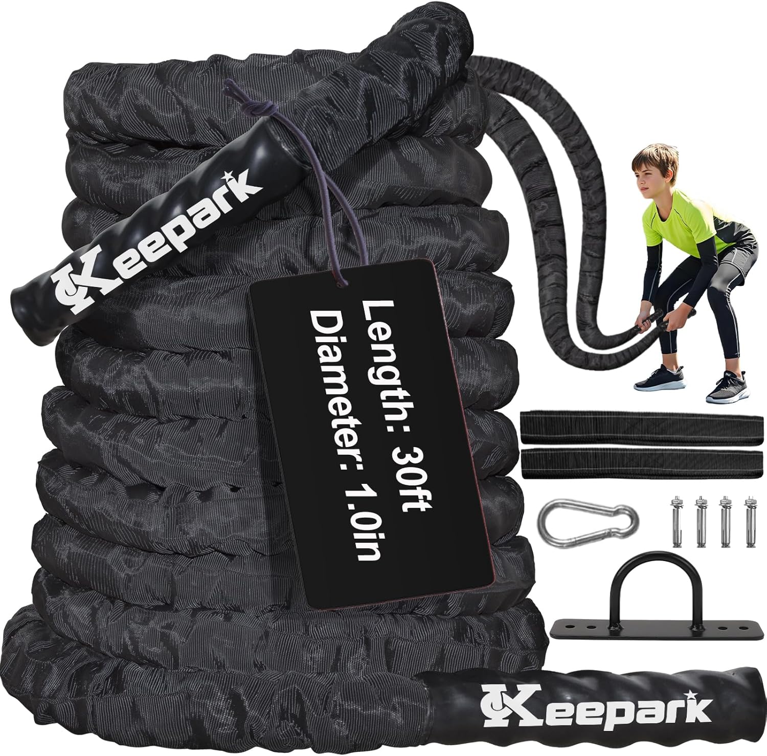Battle Ropes for Home Gym - Heavy Weighted Exercise Rope