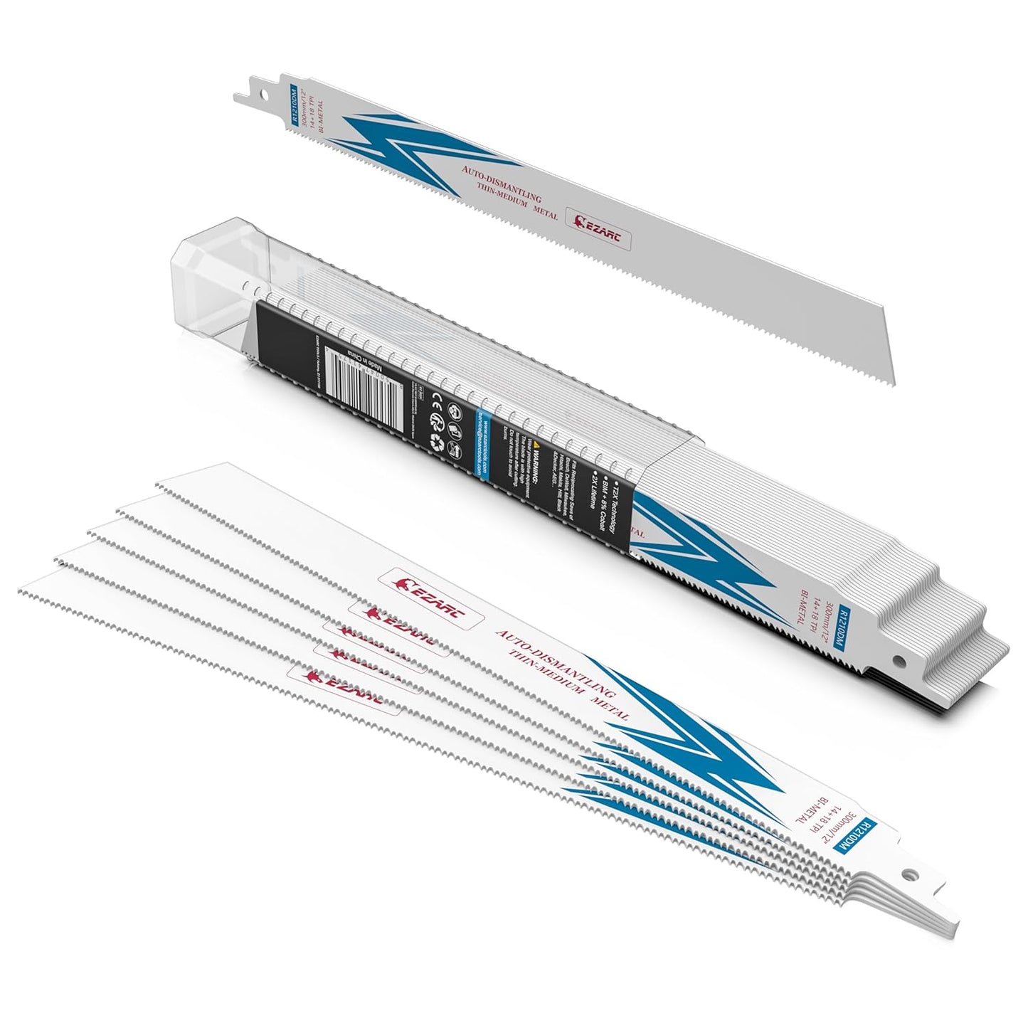 EZARC 25 Pack 12 inch Reciprocating Saw Blades for Metal Cutting