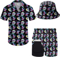Mens Hawaiian 2-Piece Tracksuit with Bucket Hat - Lightweight Summer
