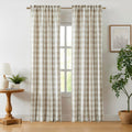 Beige Buffalo Plaid Curtain Panels 84 in Length - Rustic Farmhouse