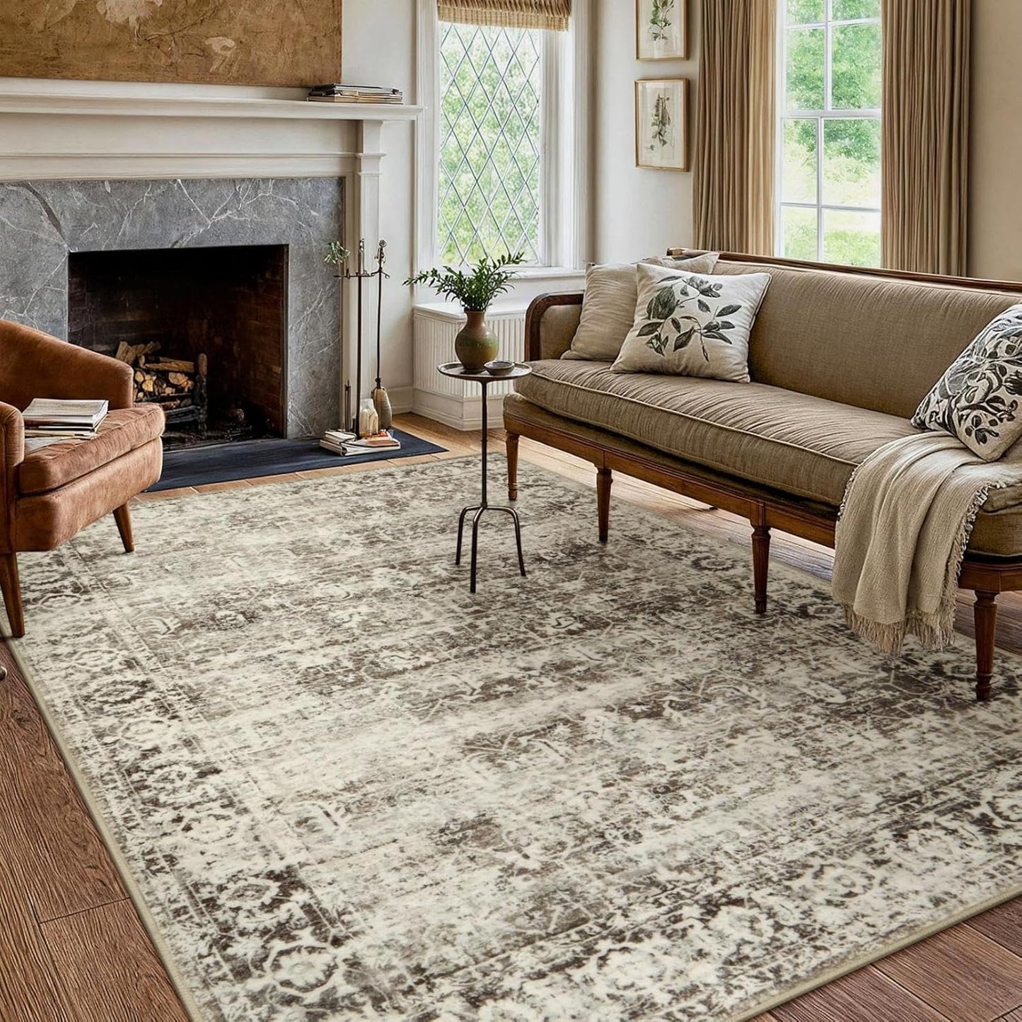 Lahome Washable 6x9 Beige Area Rug for Living Room and Bedroom