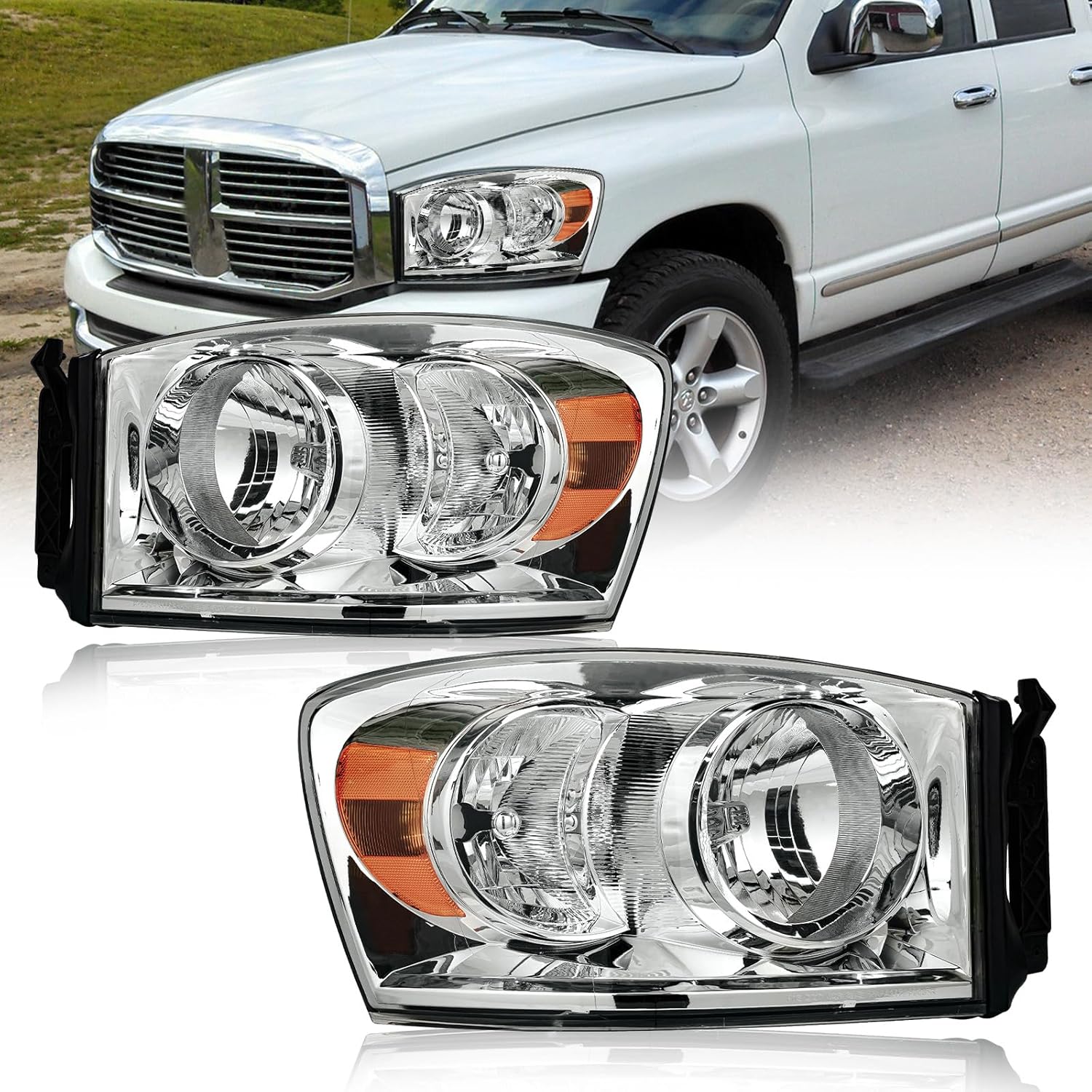 2006-2008 Dodge Ram Headlight Assembly with Halogen Lamps
