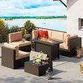 Vongrasig 7 Piece Patio Furniture Set with Gas Fire Pit - Cozy Heat