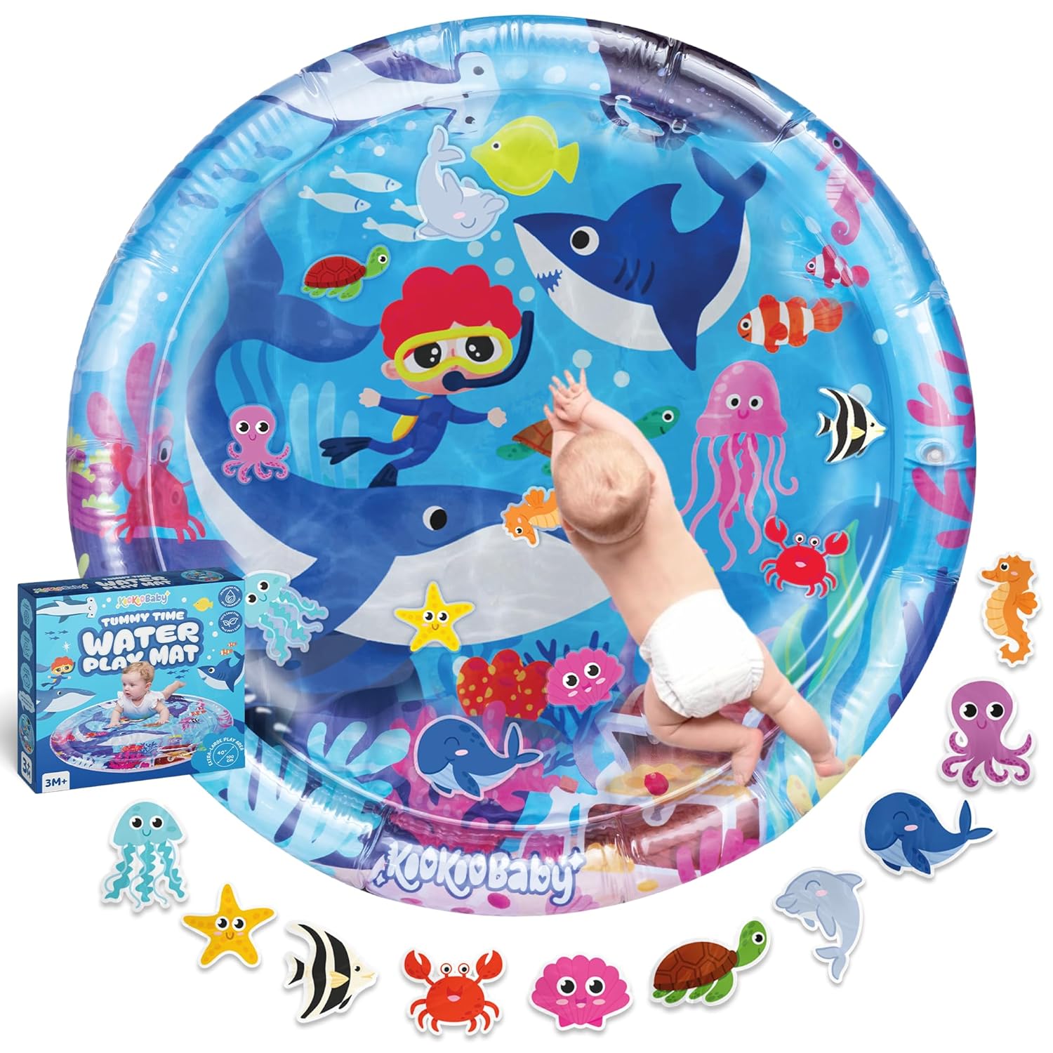 Large Infant Water Play Mat - Blue Whale Sensory Fun