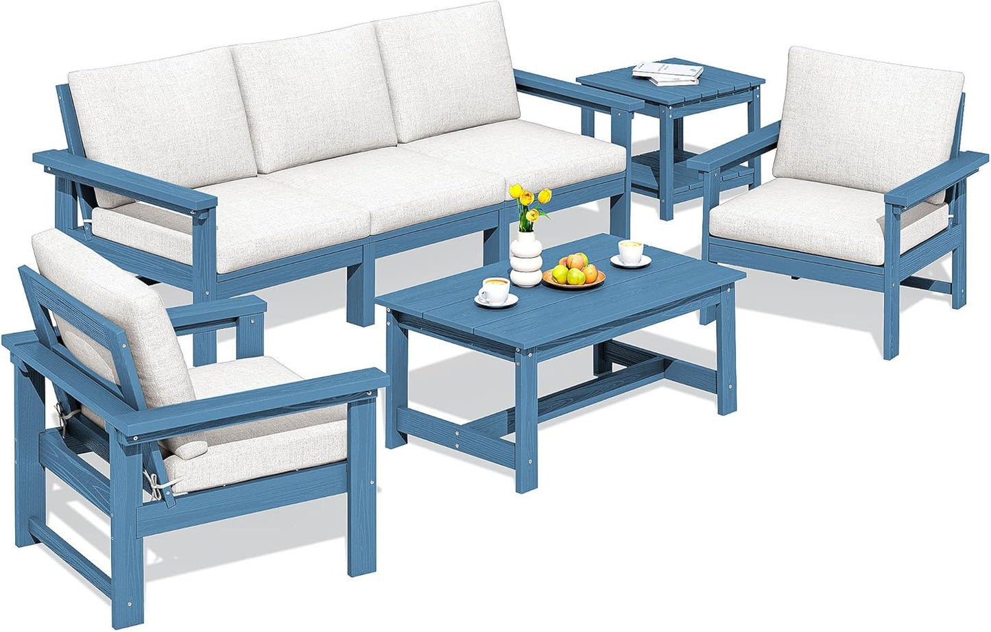 SERWALL HDPE 7-Piece Outdoor Sectional Sofa Set for Patio