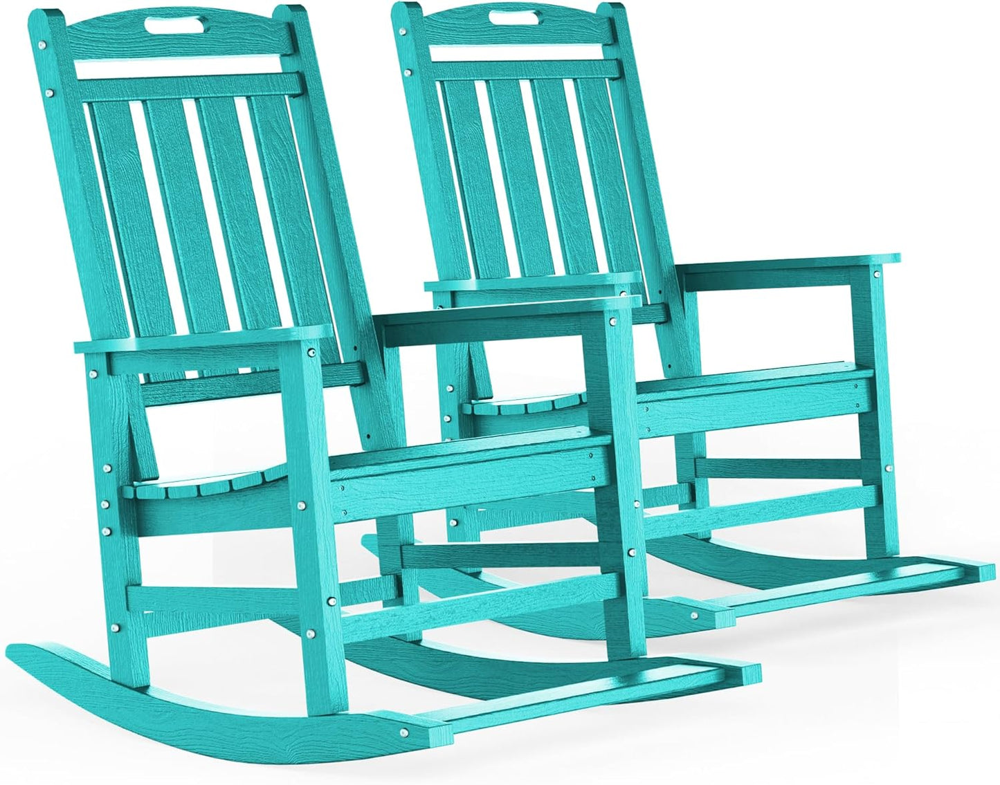 LOUNZY Outdoor Rocking Chair Set of 2 with Footboards for Comfort