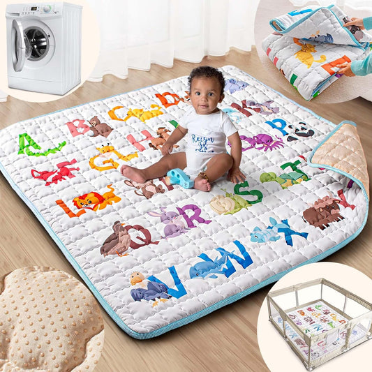 Soft Touch Baby Play Mat: Anti-Slip & Washable - Animal Alphabets