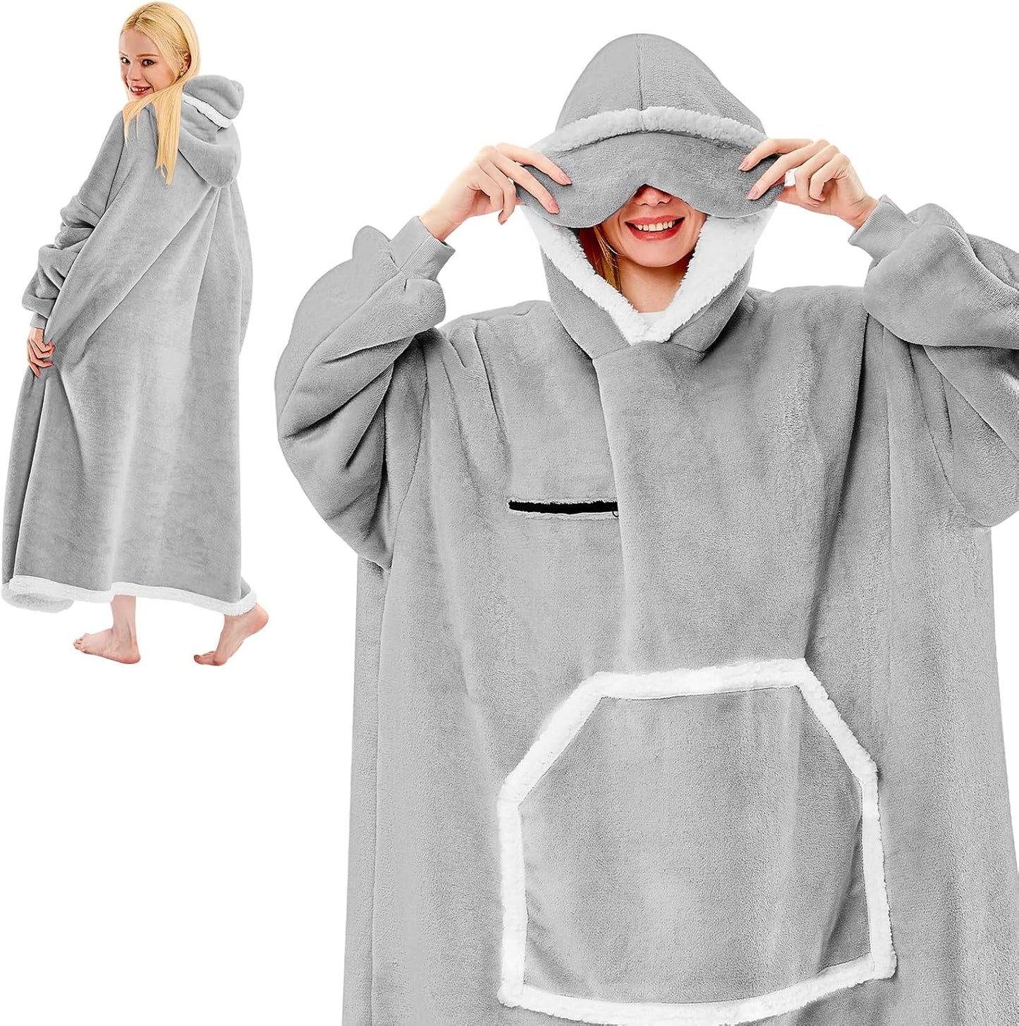 Cozy Sherpa Blanket Hoodie w/ Eye Mask - IFNOW