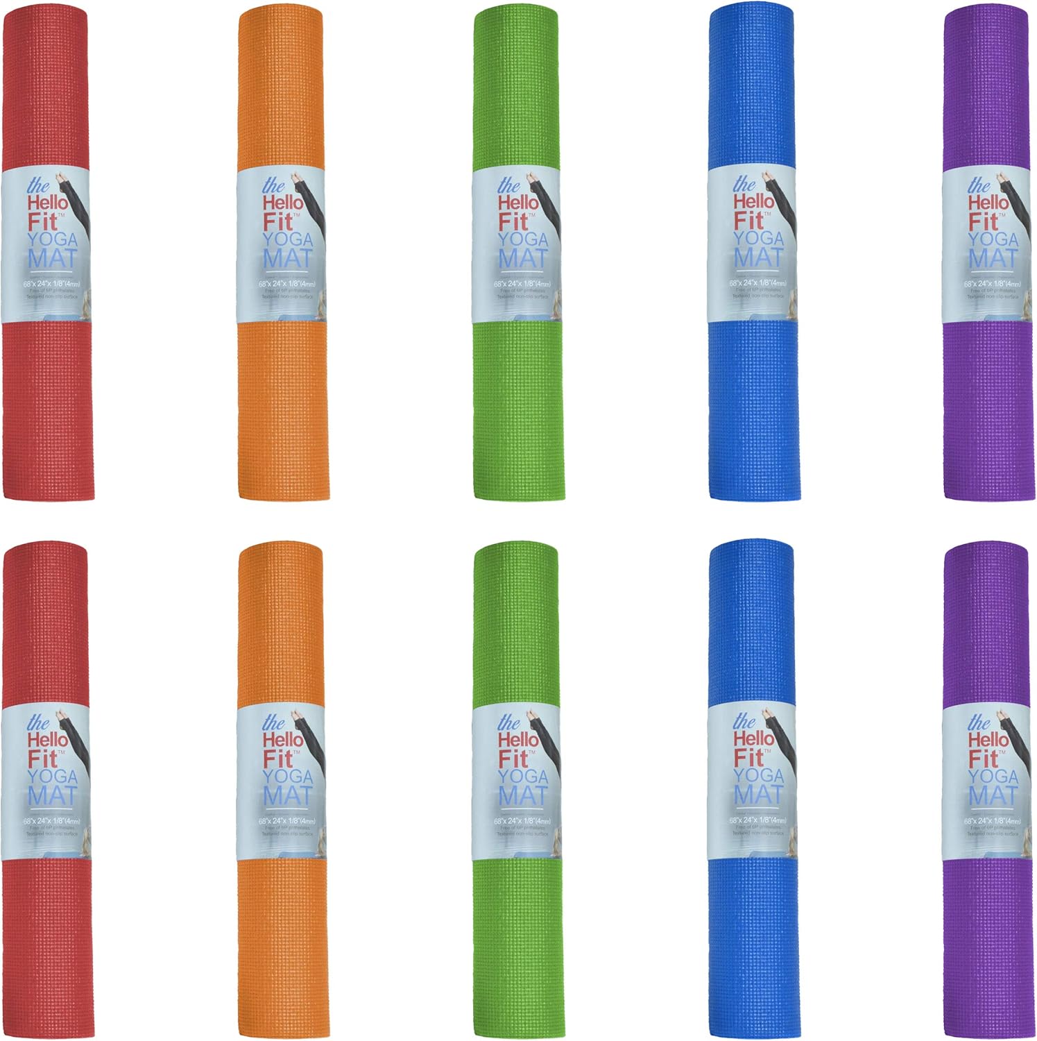 Non-Slip 10-Pack Kid-Friendly Yoga Mats - Bulk Sizes for Schools!