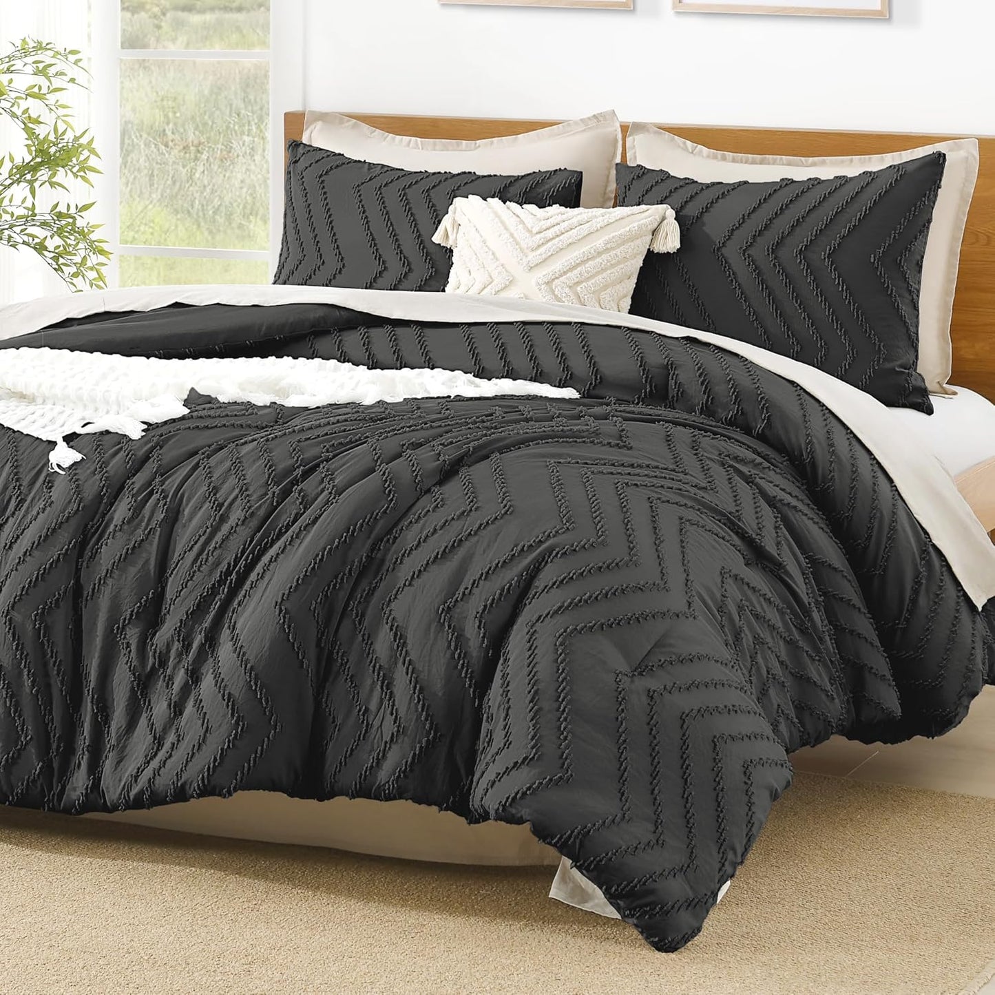 Litanika Dark Grey King Comforter Set for Cozy Modern Bedding
