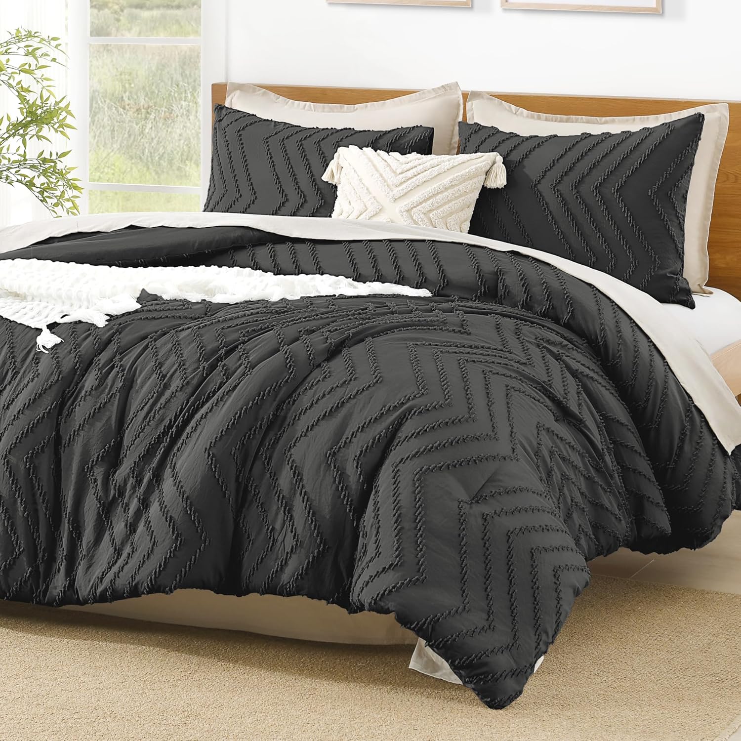 Litanika Dark Grey King Comforter Set for Cozy Modern Bedding