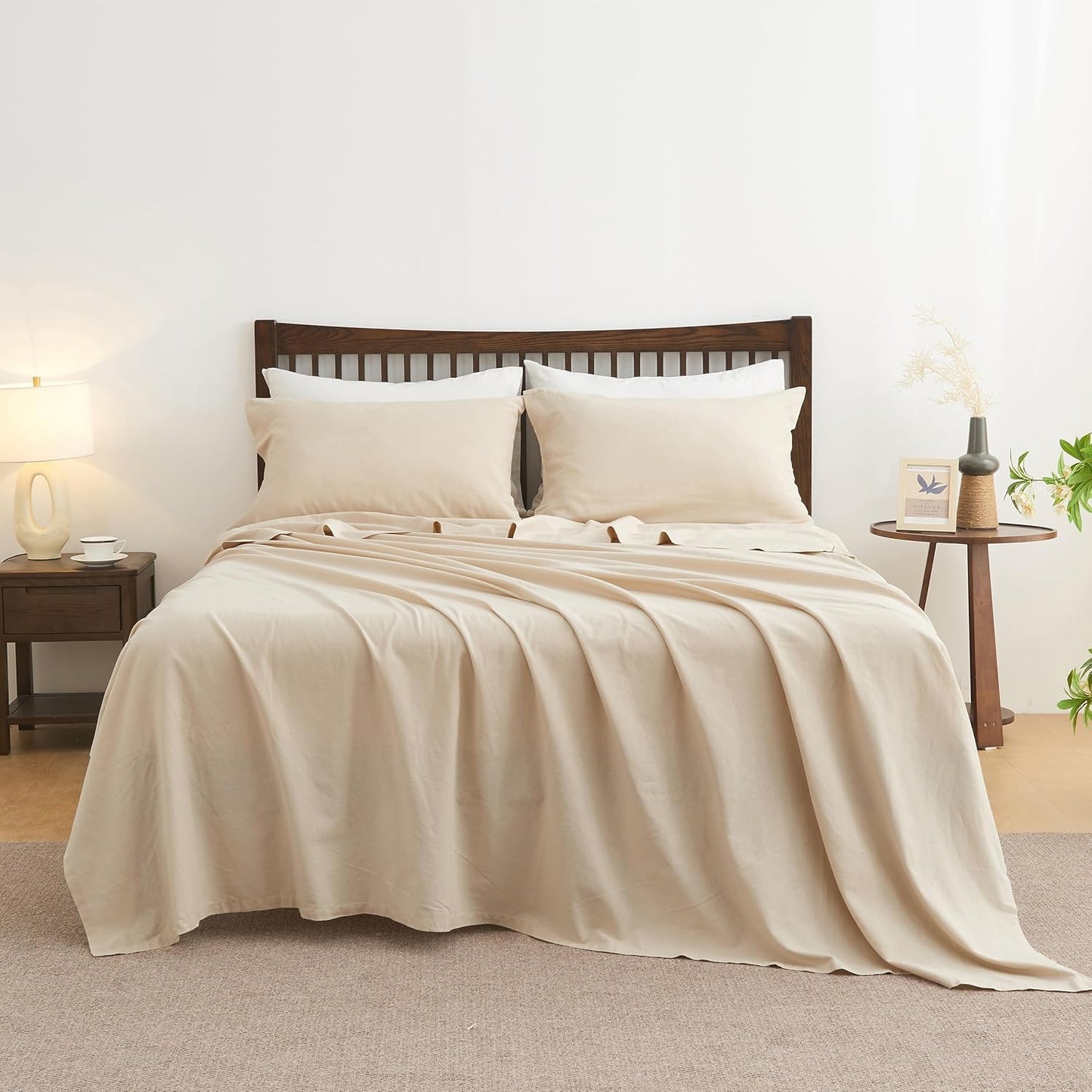 Simple&Opulence Belgian Linen Sheet Set for Cal King Bedding