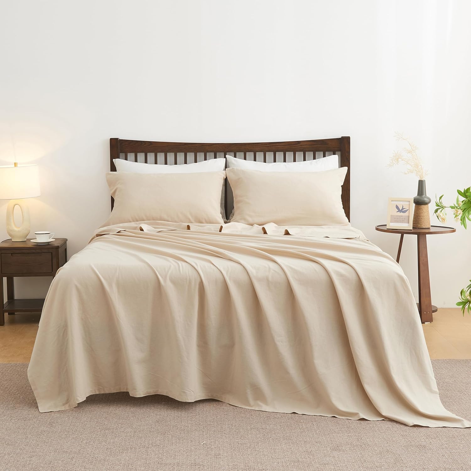Simple&Opulence Belgian Linen Sheet Set for Cal King Bedding