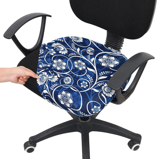 Stretch Fit Navy Blue Chair Seat Cover