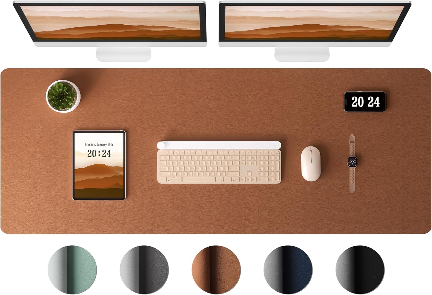 Aothia Large Leather Desk Pad - Dual Function: Desk Protector & Mouse Pad