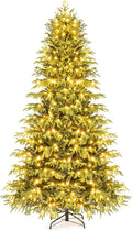 Goplus 8 FT Pre-Lit Artificial Christmas Tree - Full, Lifelike Display