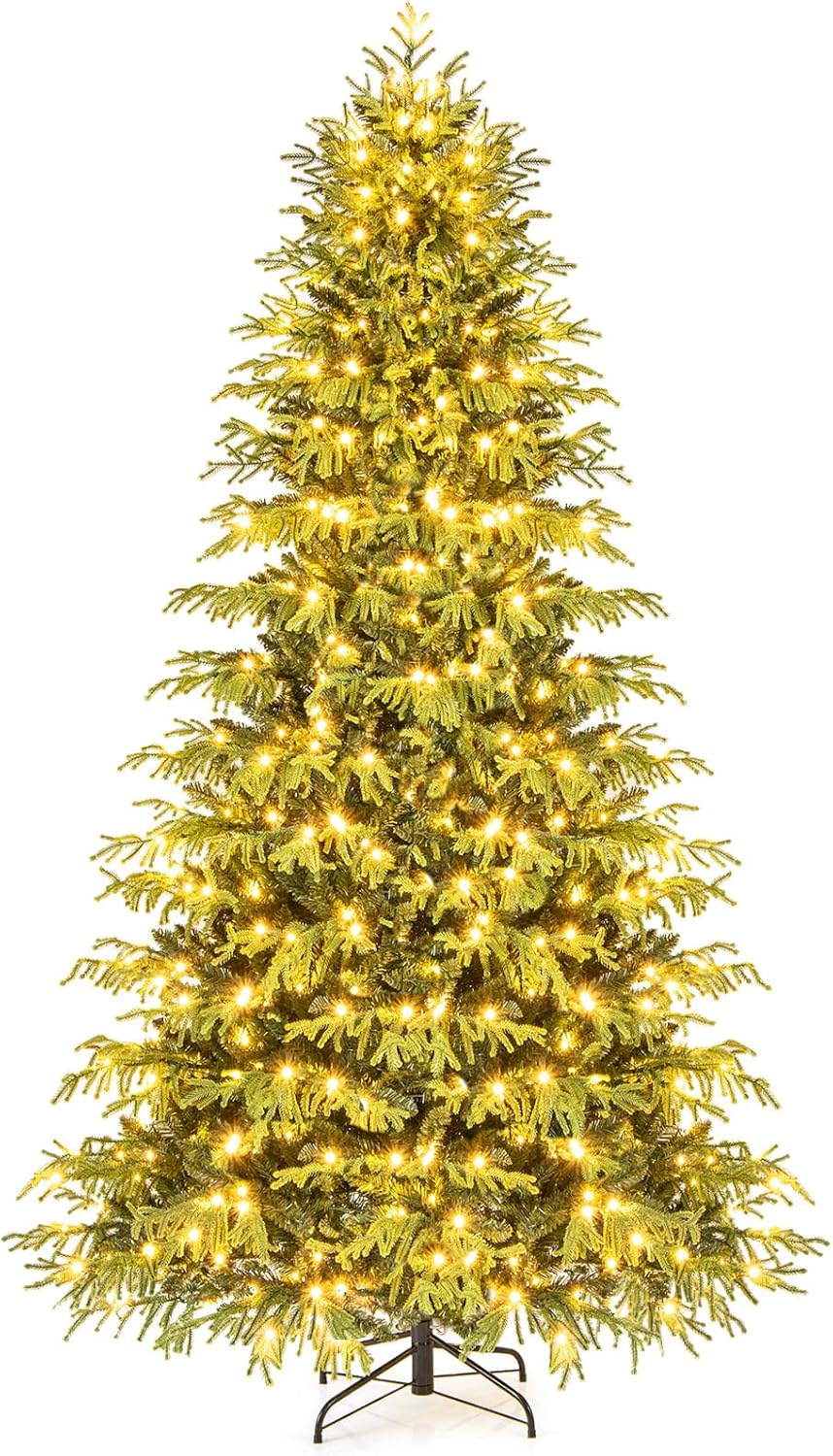 Goplus 8 FT Pre-Lit Artificial Christmas Tree for Holiday Cheer