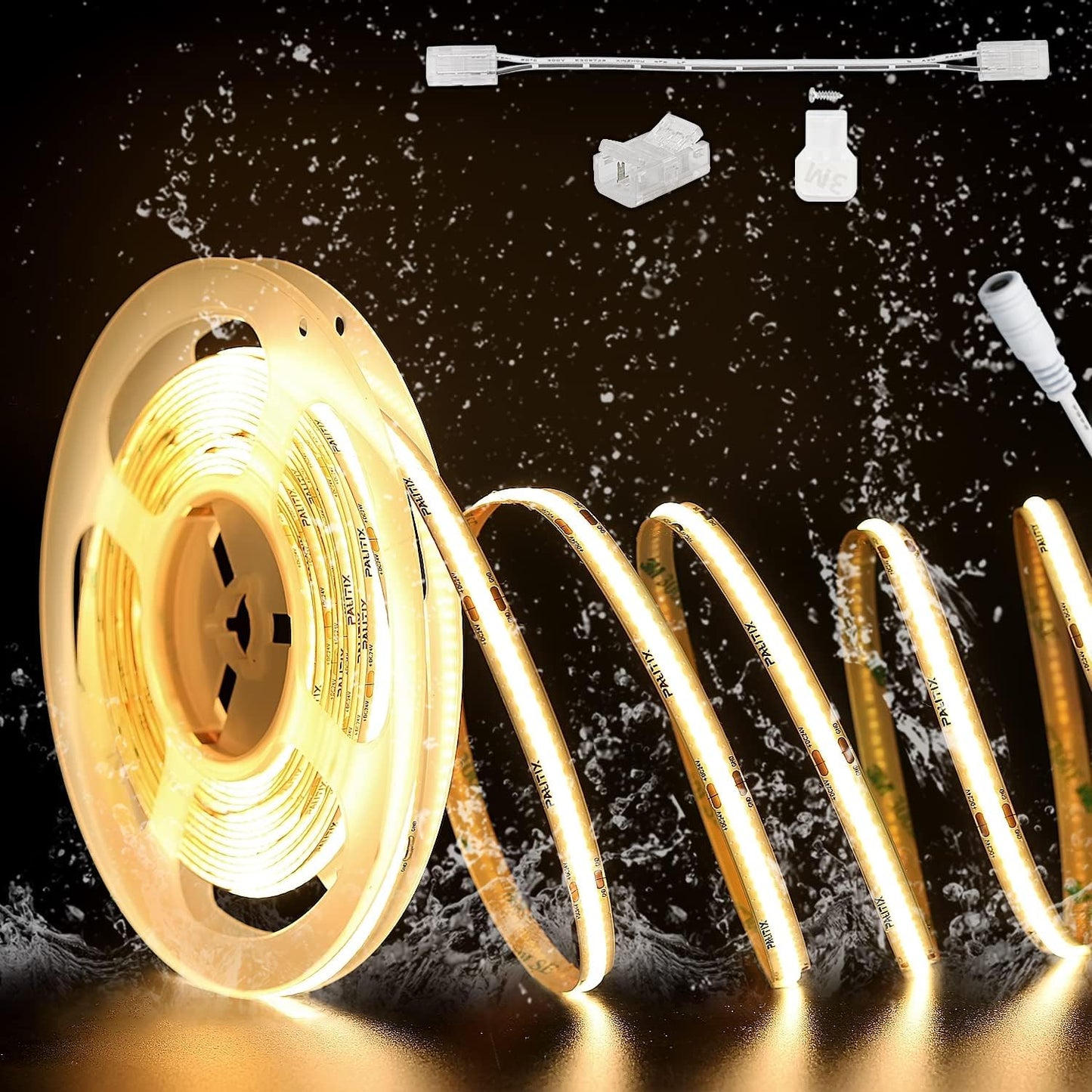 PAUTIX COB LED Strip Light 32.8ft Waterproof Warm White 2700K